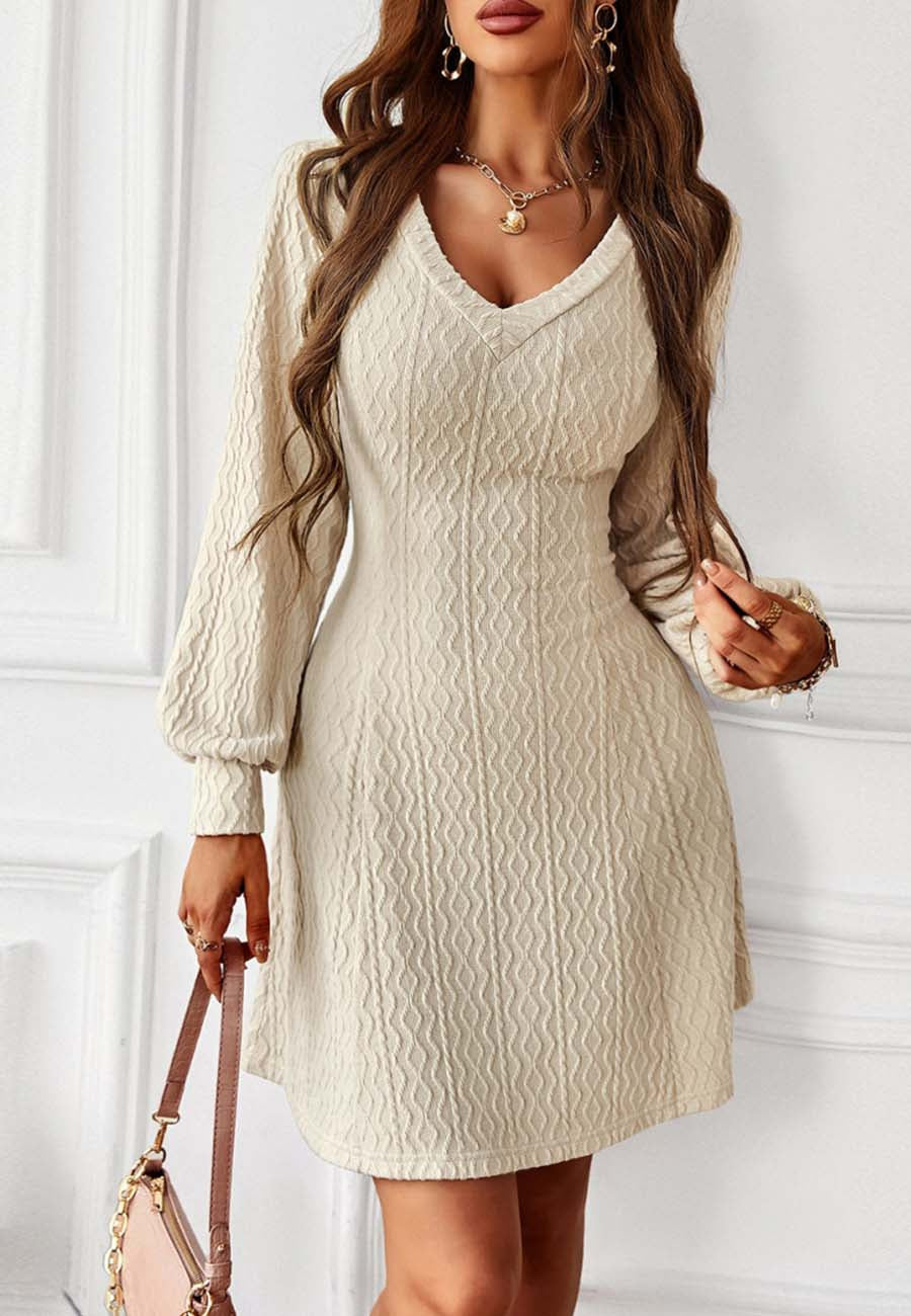 Textured Cable Knit Sweater Dress