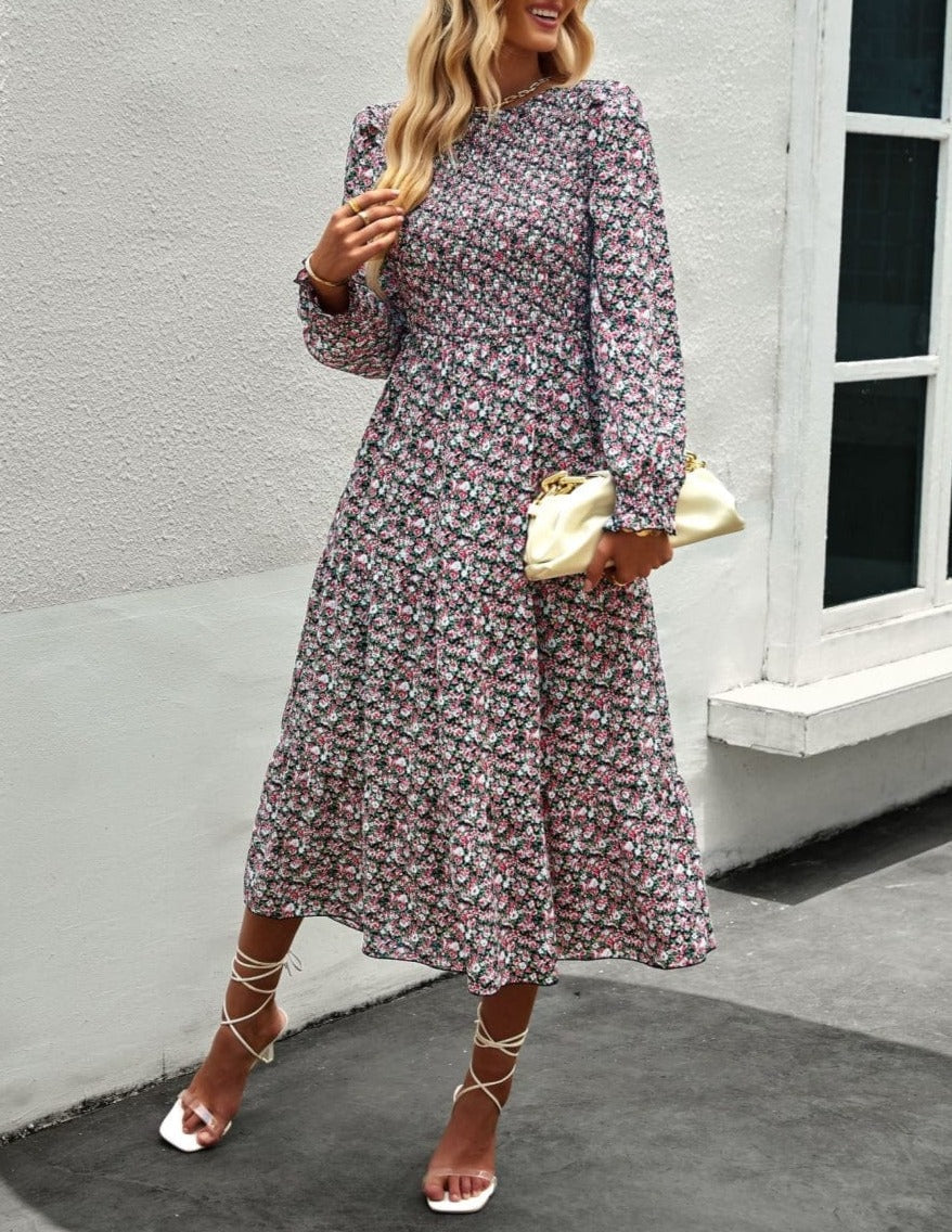 Vintage Floral Long Sleeve Dress