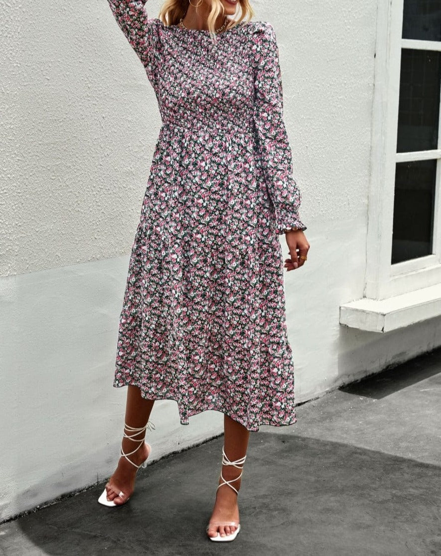 Vintage Floral Long Sleeve Dress