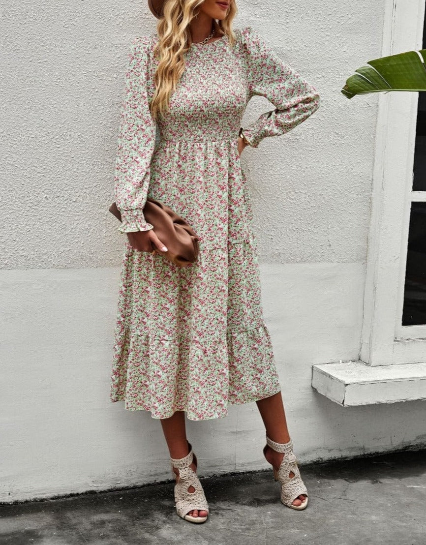 Vintage Floral Long Sleeve Dress