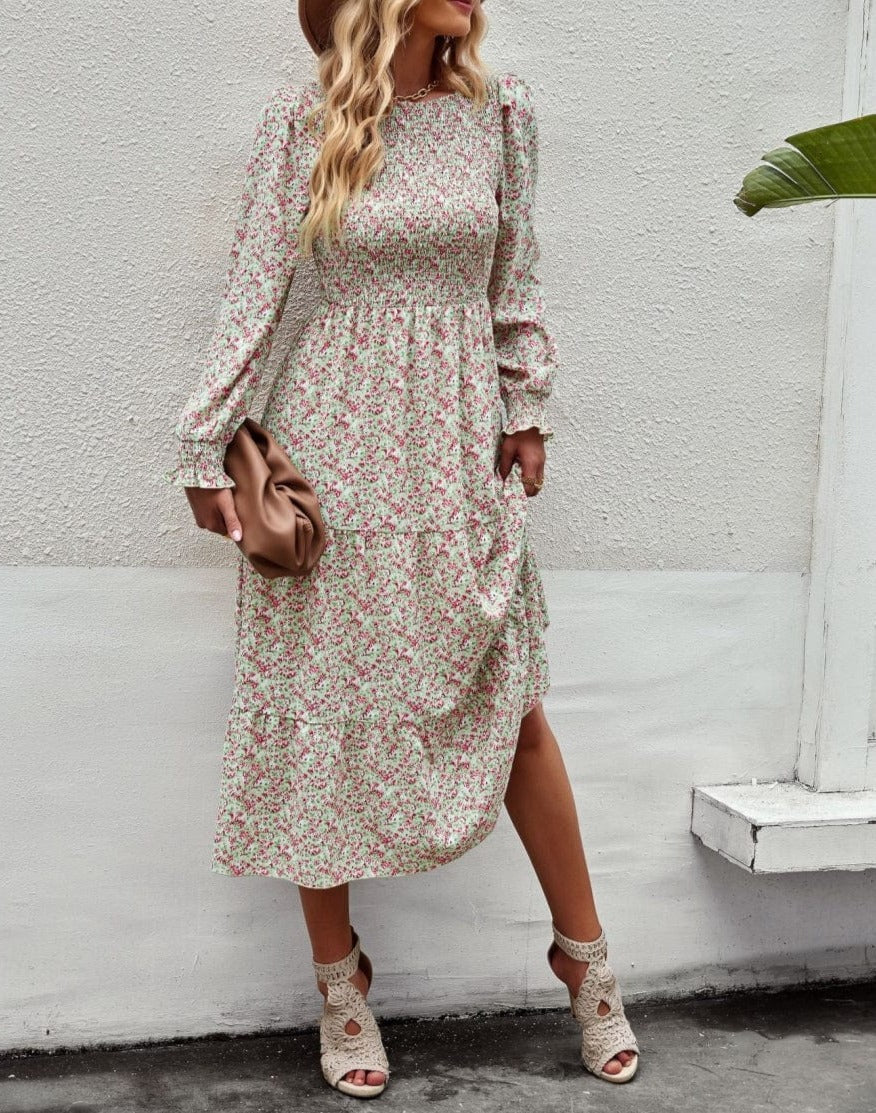 Vintage Floral Long Sleeve Dress