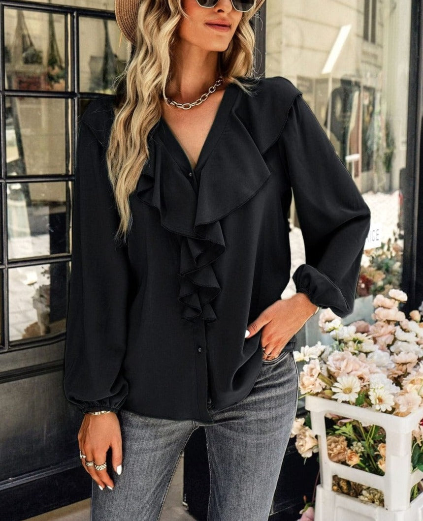 Ruffle Front Vintage Blouse