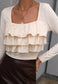 Square Neck Tiered Ruffles Blouse