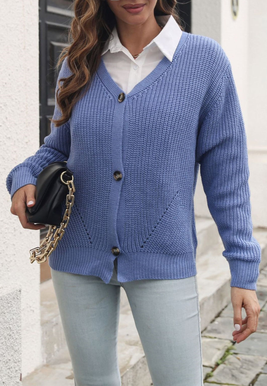 Textured Knit Basic Cardigan