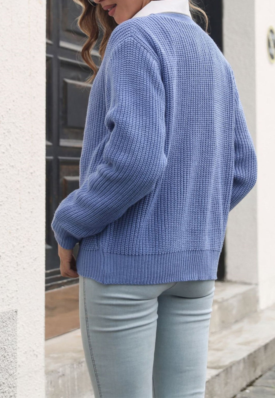 Textured Knit Basic Cardigan