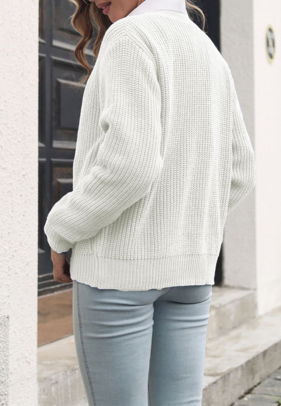 Textured Knit Basic Cardigan