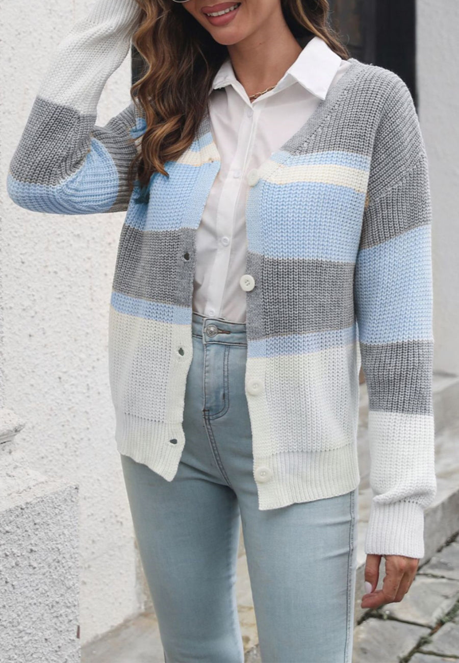 Color Block Striped Fall Cardigan