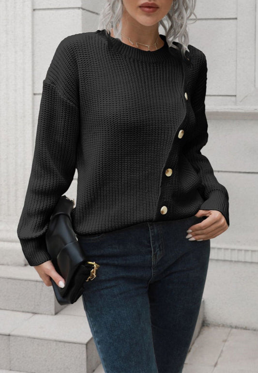 Asymmetrical Button Design Sweater
