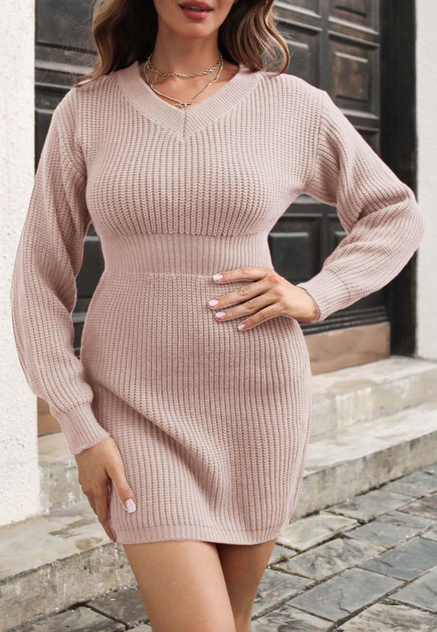 Cinched Waist Sweater Dress