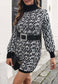 Abstract Print Sweater Dress