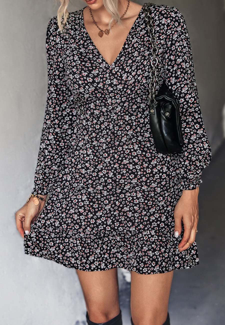 V Neck Dainty Floral Dress