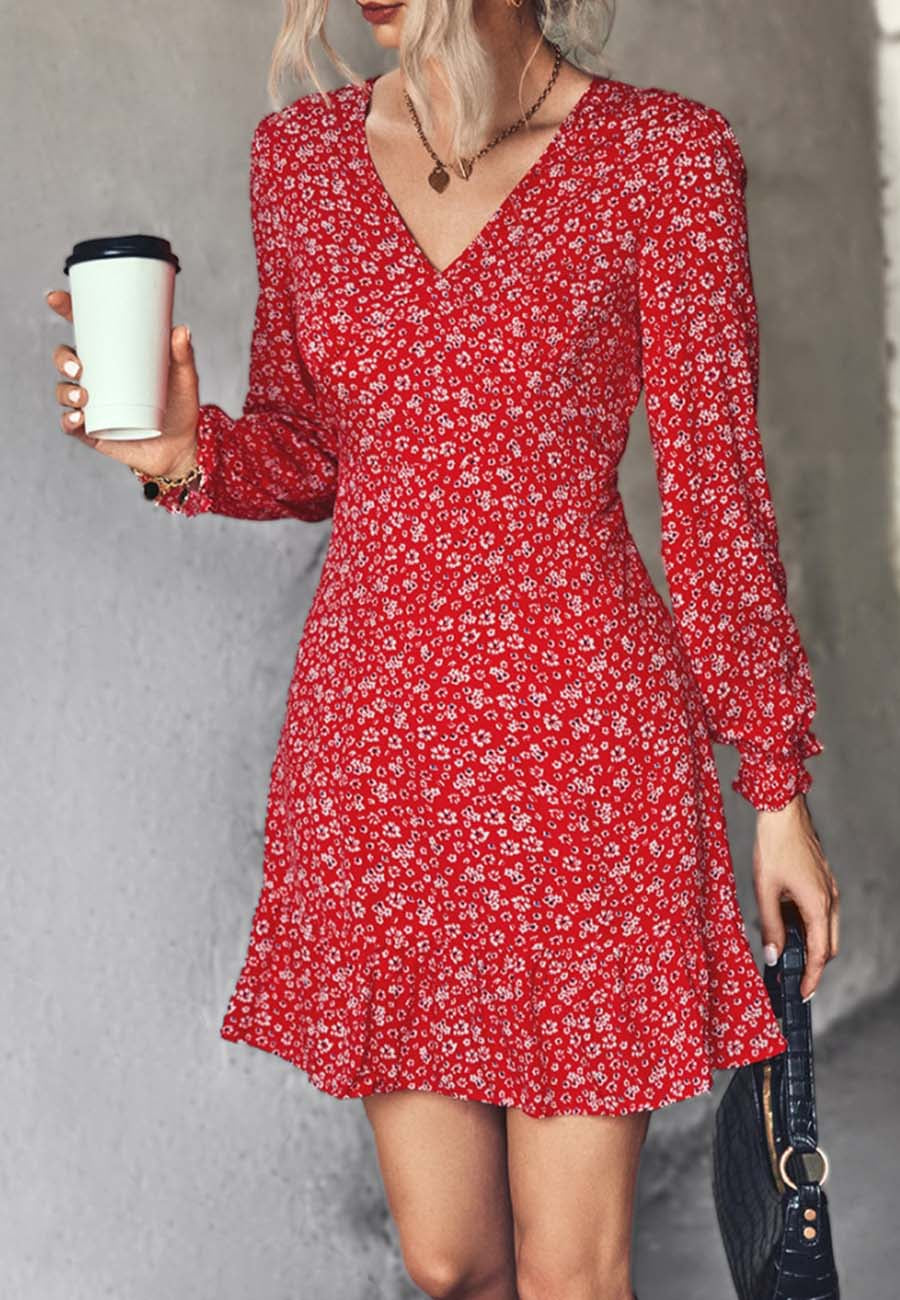 V Neck Dainty Floral Dress