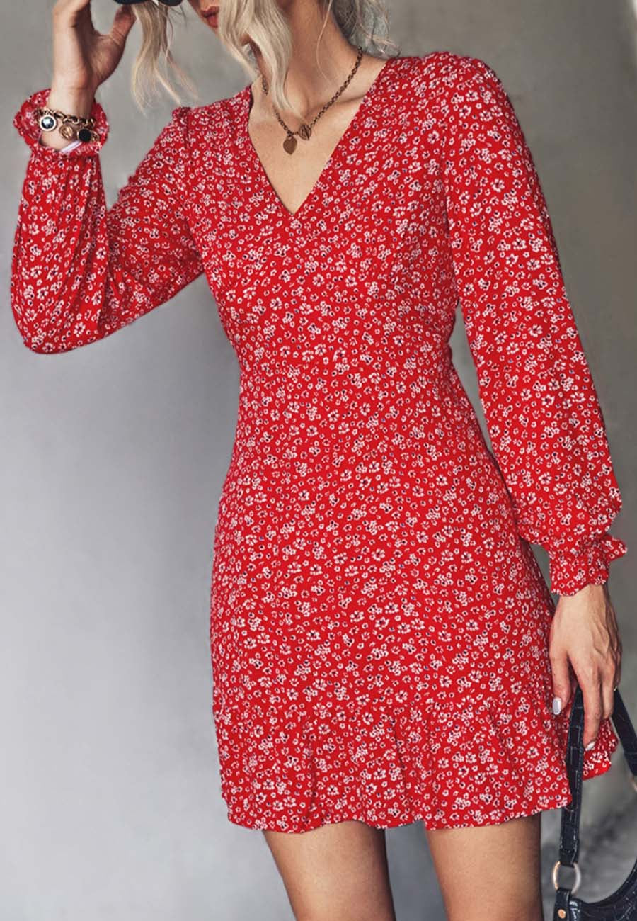 V Neck Dainty Floral Dress