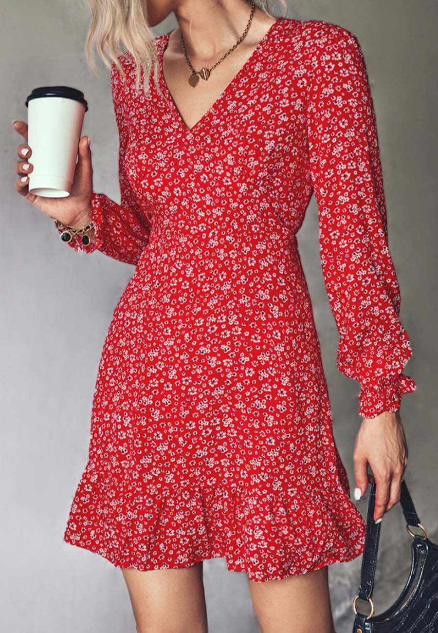 V Neck Dainty Floral Dress