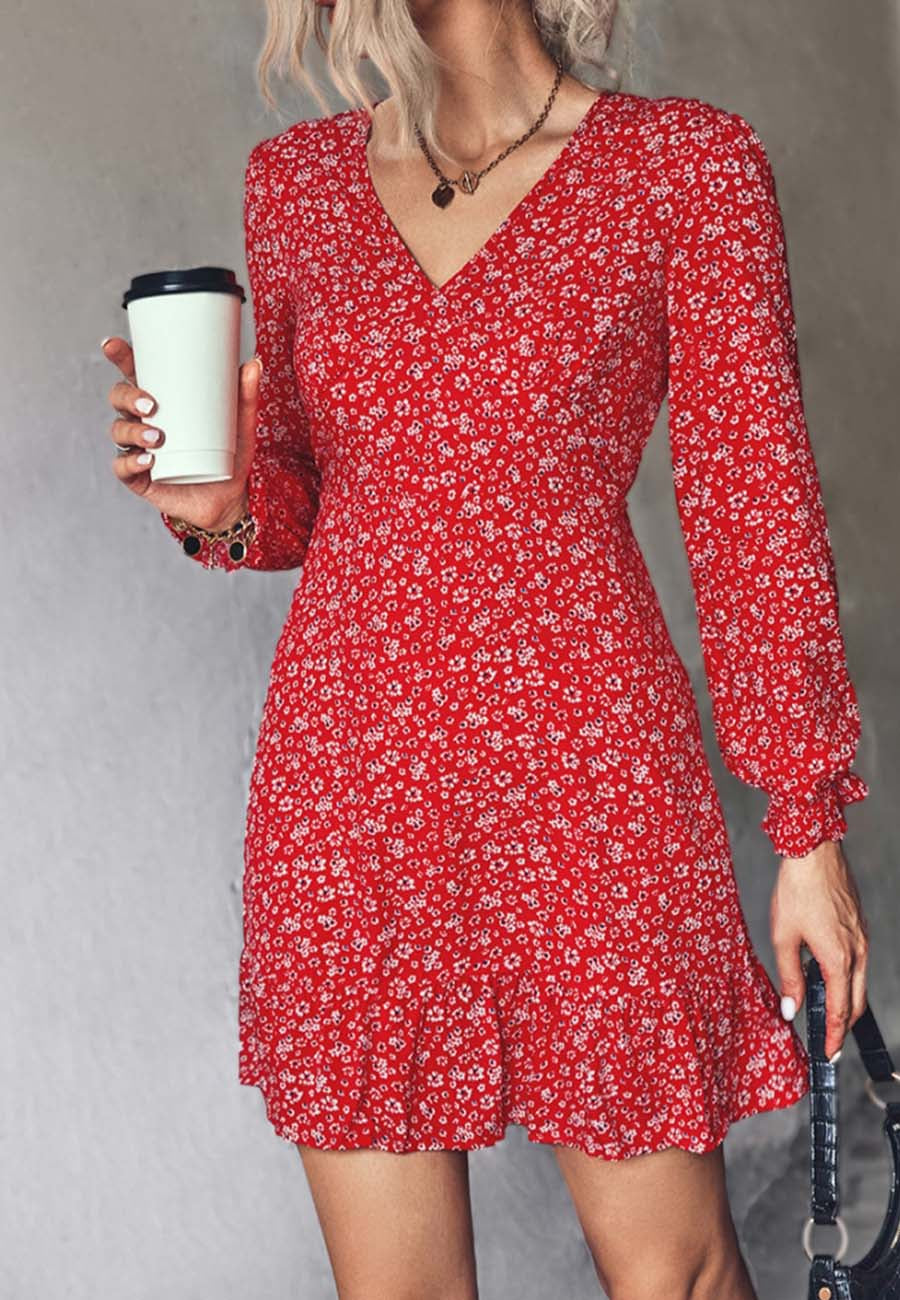 V Neck Dainty Floral Dress