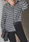 Checkered Print Shirred Cuff Blouse