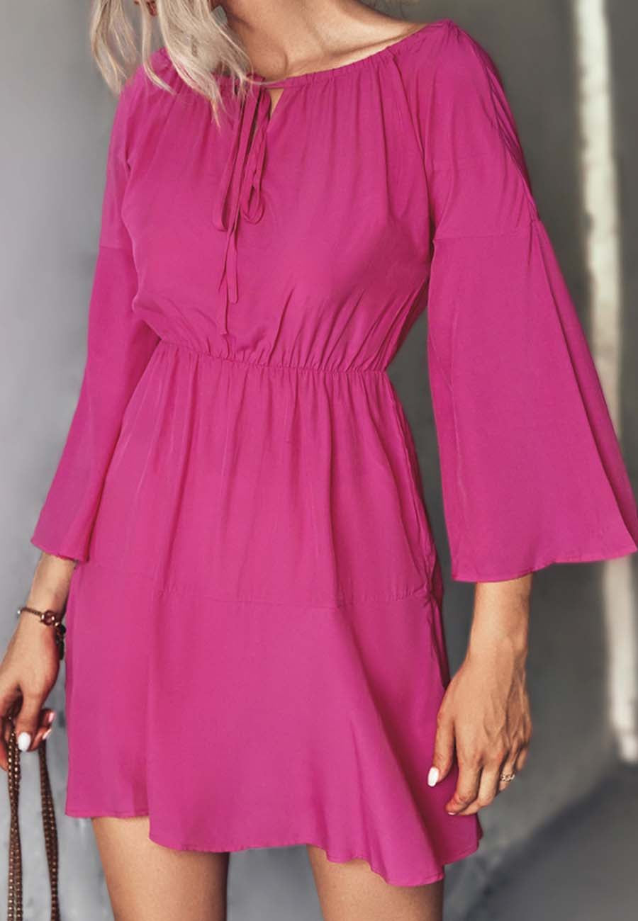 Ruched Tie Neck Dress