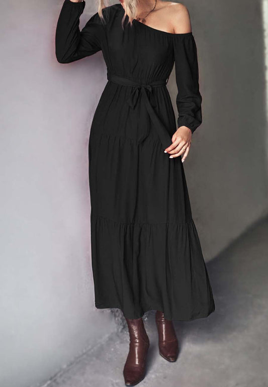 One Shoulder Tiered Maxi Dress