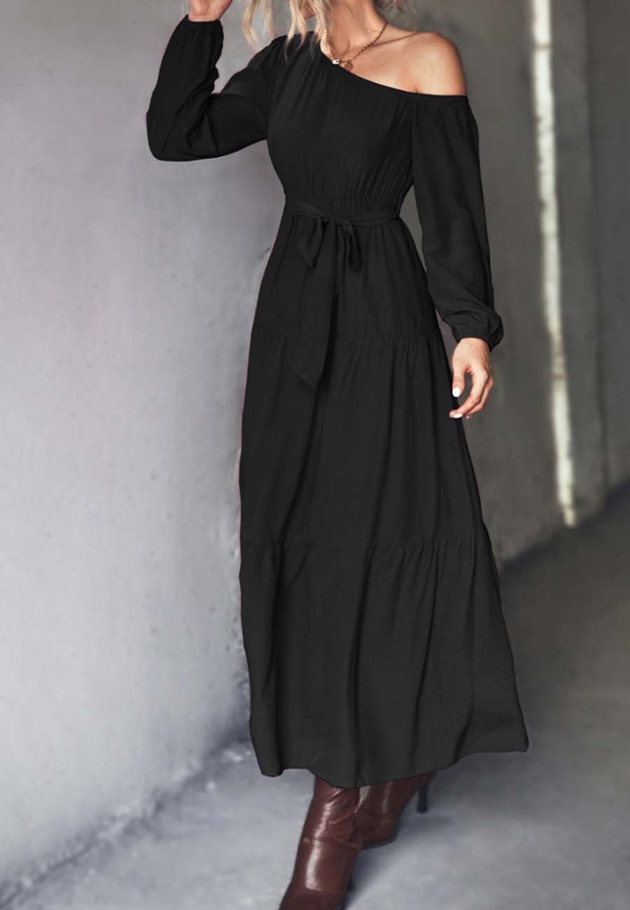 One Shoulder Tiered Maxi Dress