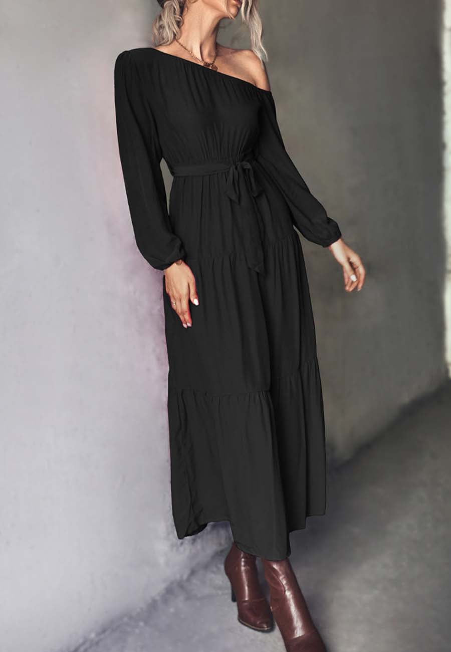 One Shoulder Tiered Maxi Dress