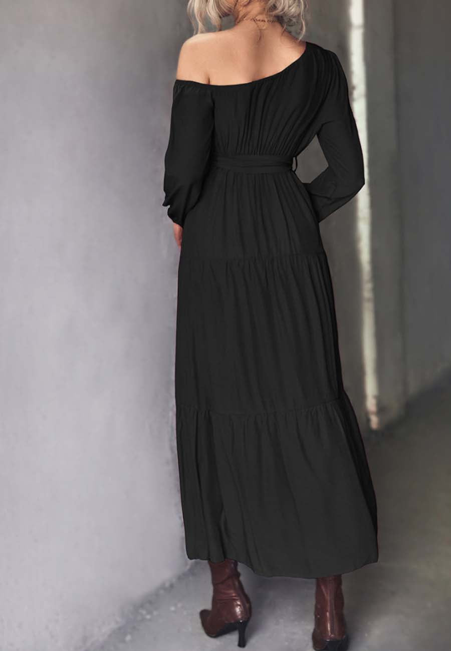 One Shoulder Tiered Maxi Dress