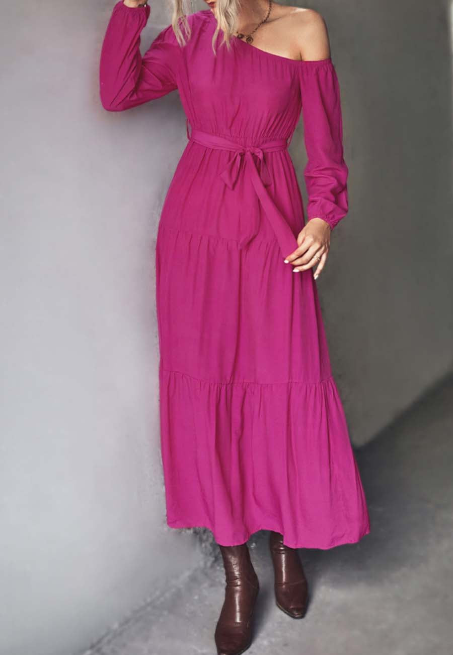 One Shoulder Tiered Maxi Dress
