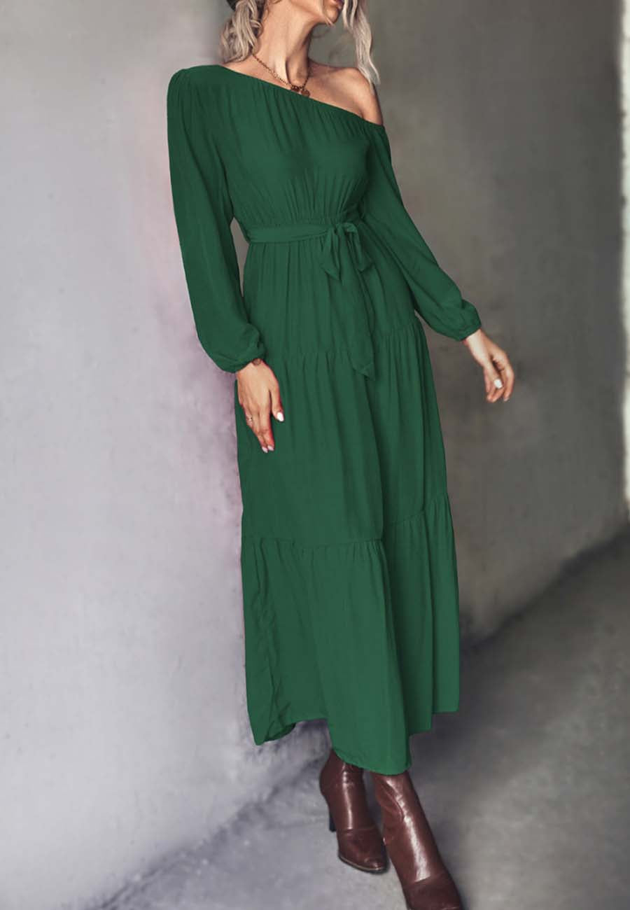One Shoulder Tiered Maxi Dress