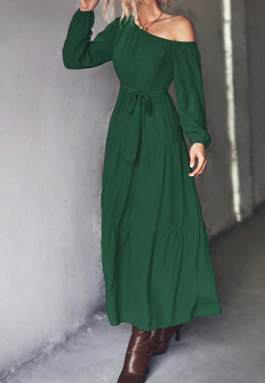 One Shoulder Tiered Maxi Dress