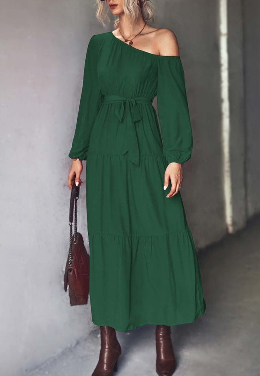 One Shoulder Tiered Maxi Dress