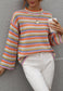 Colorful Striped Crochet Knit Sweater