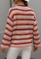 Colorful Striped Crochet Knit Sweater