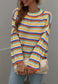 Colorful Striped Crochet Knit Sweater