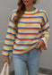 Colorful Striped Crochet Knit Sweater