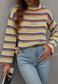 Colorful Striped Crochet Knit Sweater