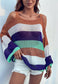 Multicolor Striped Cold Shoulder Sweater