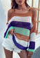 Multicolor Striped Cold Shoulder Sweater