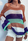 Multicolor Striped Cold Shoulder Sweater