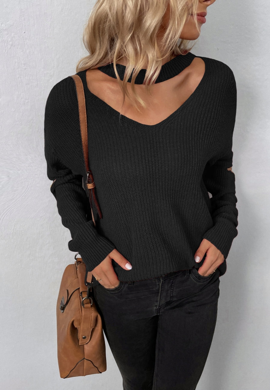 Functional Zipper Sleeve Sweater