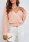 Surplice Neck Drop Shoulder Sweater