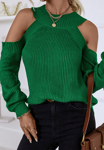 Round Neck Cutout Sweater