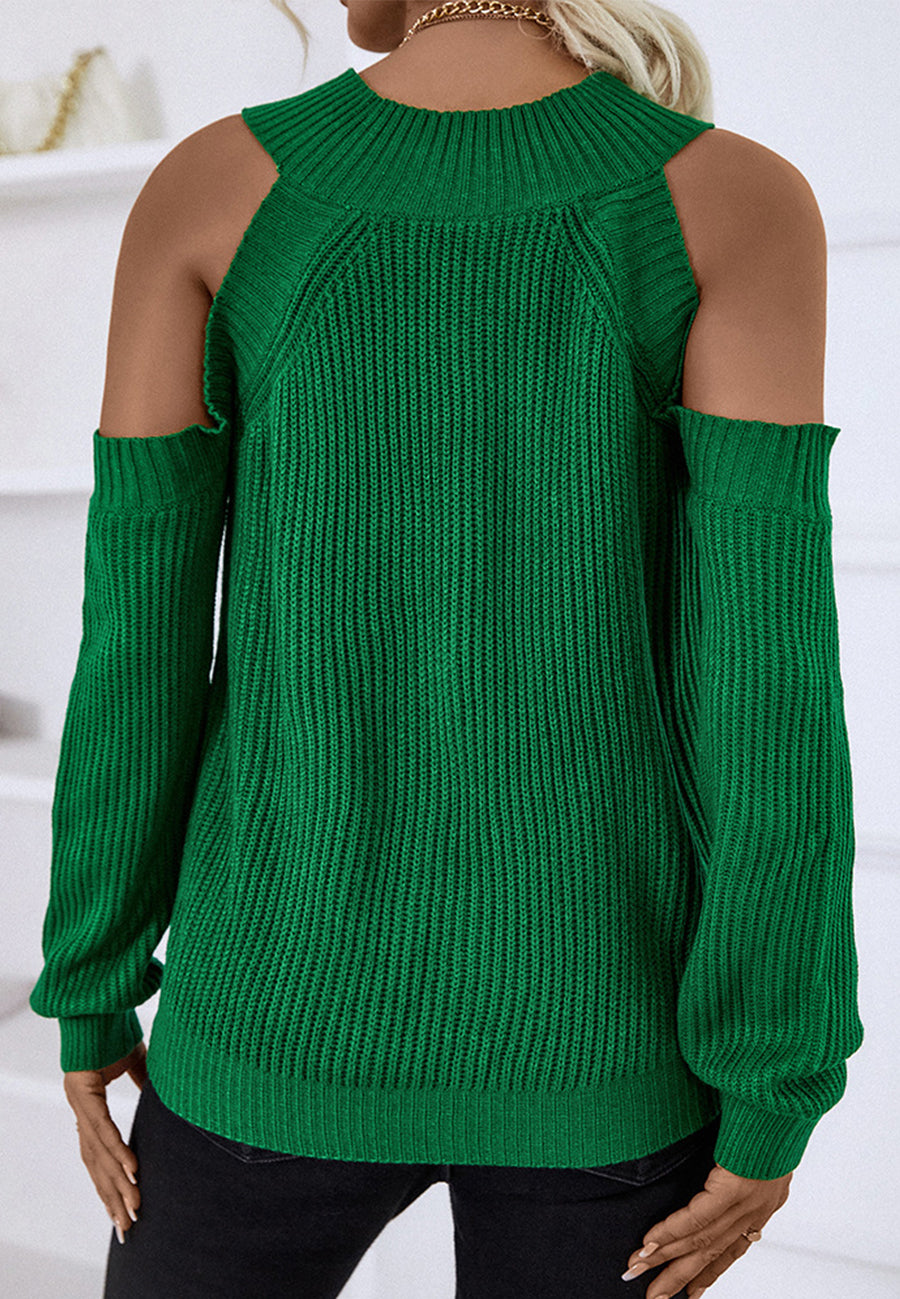 Round Neck Cutout Sweater