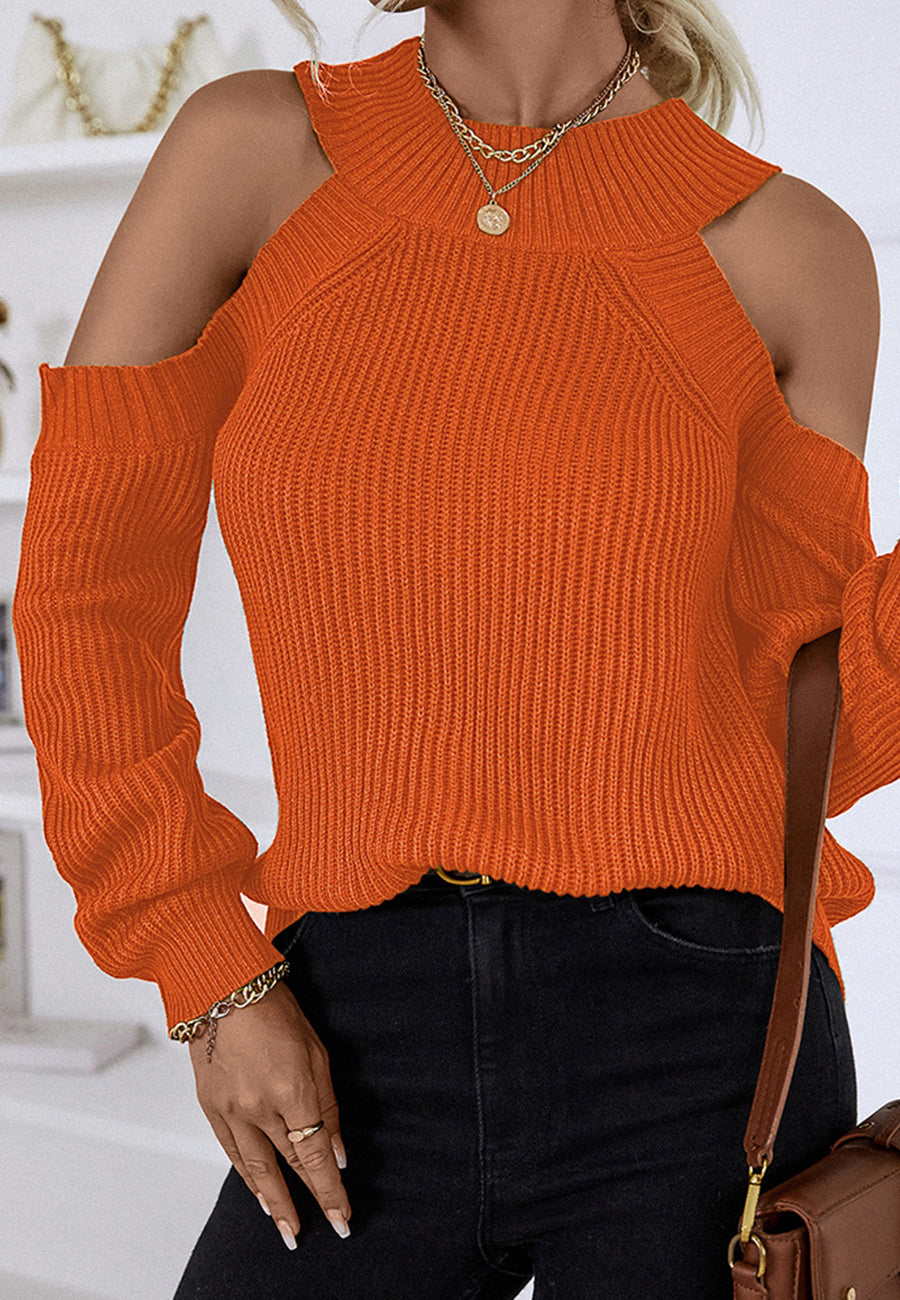 Round Neck Cutout Sweater