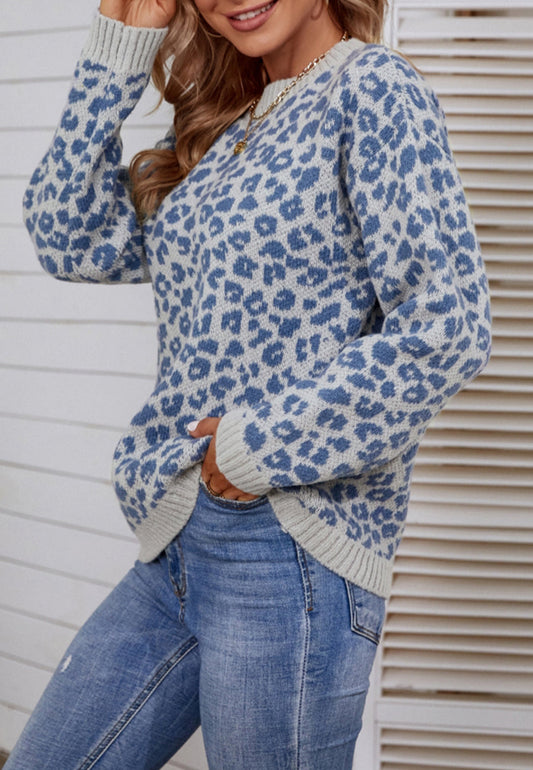 Leopard Print Basic Knit Sweater