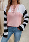 Lace Up Color Block Sweater