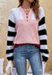 Lace Up Color Block Sweater