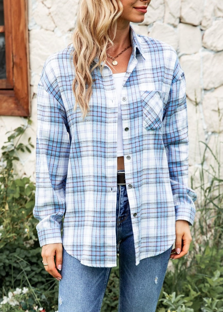 Button Down Checkered Flannel Shirt