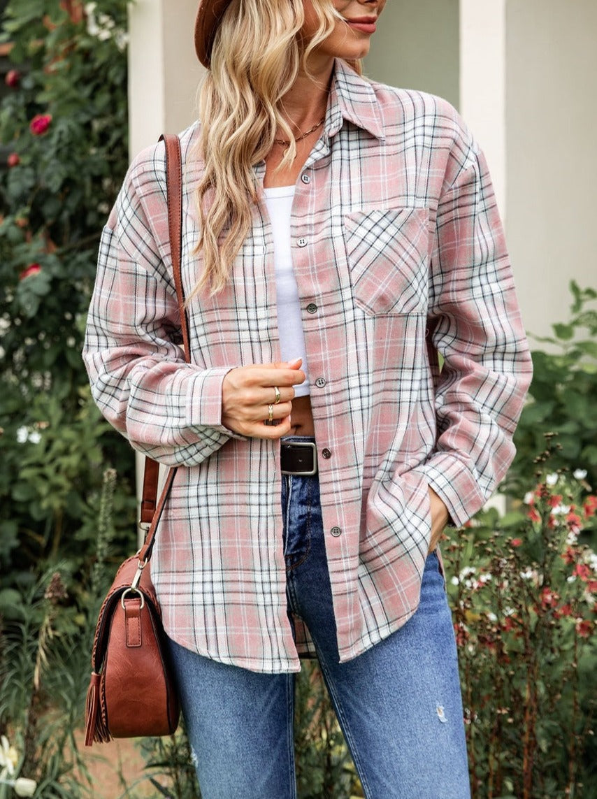 Button Down Checkered Flannel Shirt