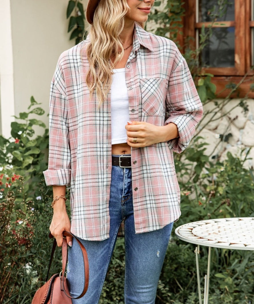 Button Down Checkered Flannel Shirt