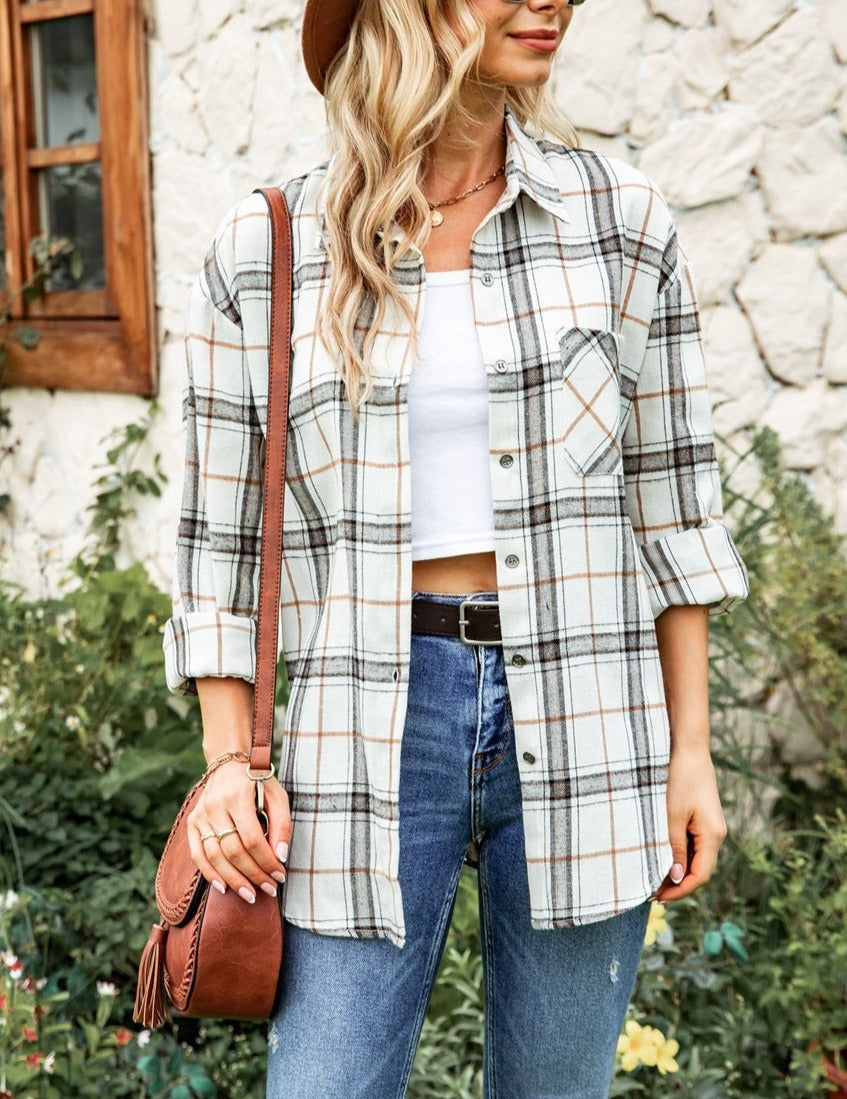 Button Down Checkered Flannel Shirt