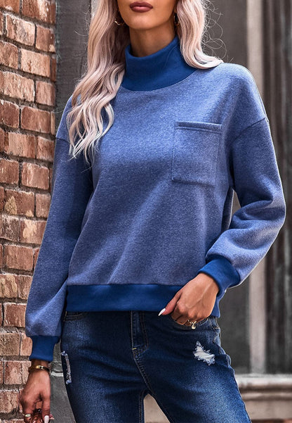 Turtleneck Patch Pocket Sweater